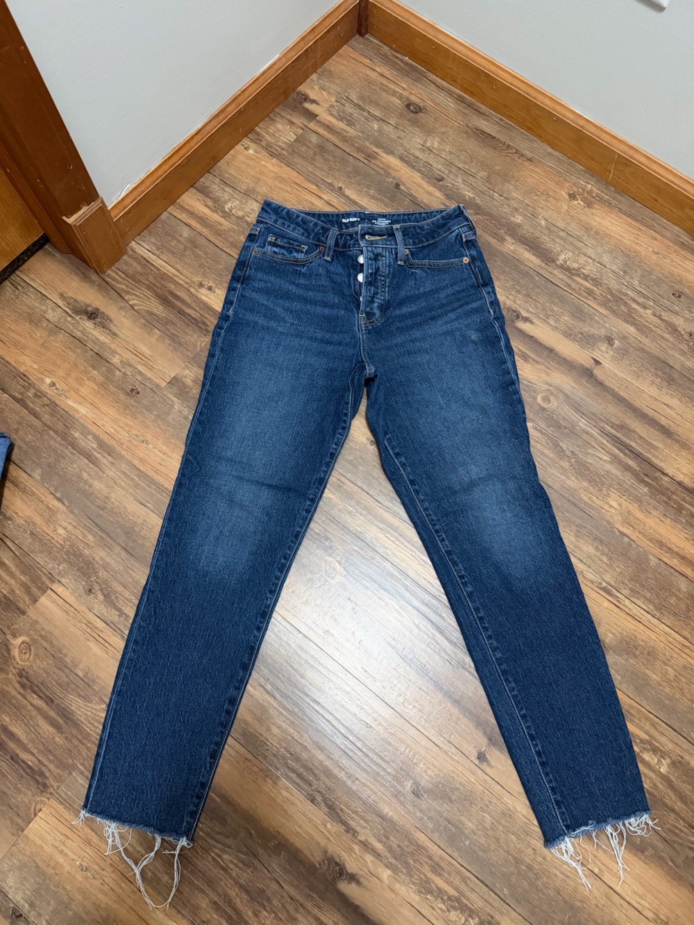 Old Navy Dark Blue High-Rise Straight-Leg Jeans